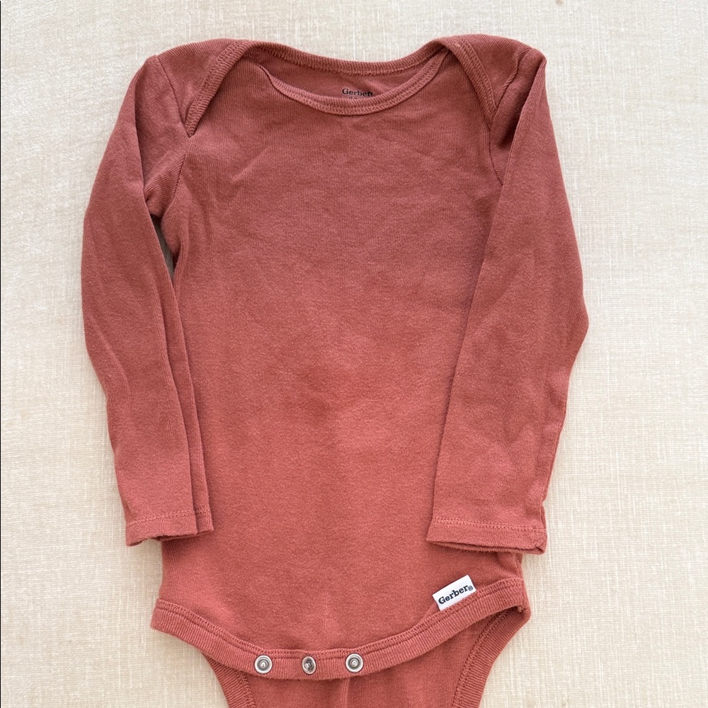 Gerber Rust-Red Long Sleeve Infant Onesie
